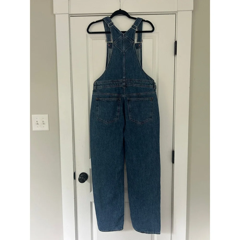 Madewell Straight Leg Denim Overalls Bib Pocket Medium Wash Blue Size M - Picture 3 of 6